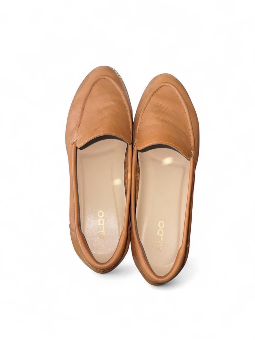 ALDO Rheildanflex Women's Leather Slip-On Loafers in Cognac Size 7.5